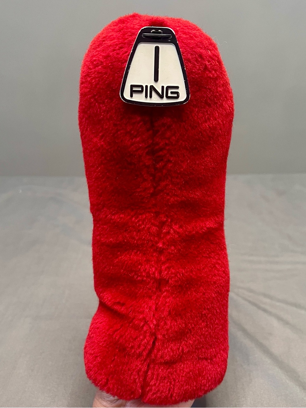 VTG PING Golf Club Head over Red Plush Fuzzy Faux Fur #1 Fairway Wood